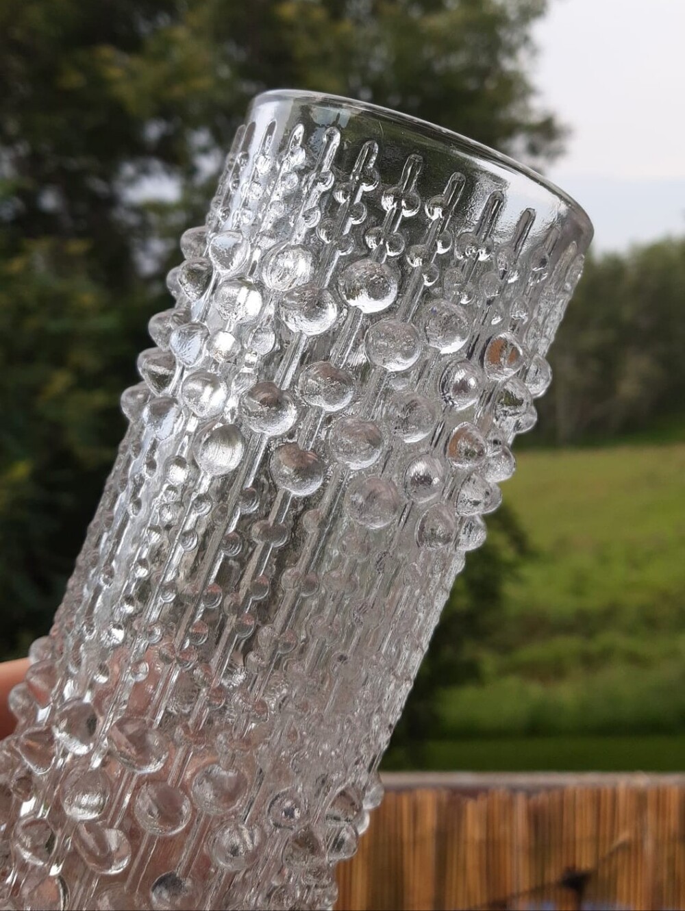 70s Clear Glass Vase Frantisek Peceny for Heřmanova Hut (Sklo Union)